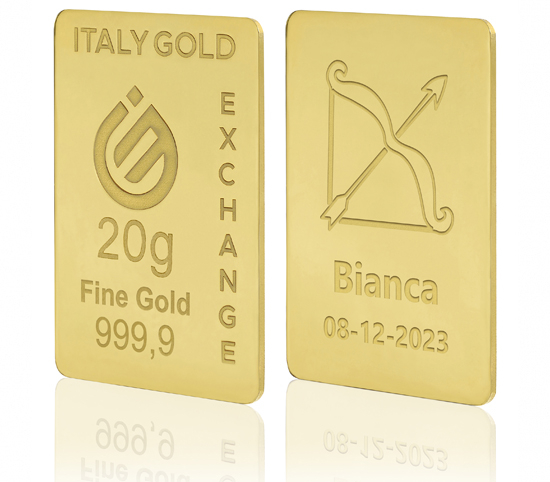 Lingotto Oro 24Kt da 20 gr. segno zodiacale Sagittario  IGE GOLD